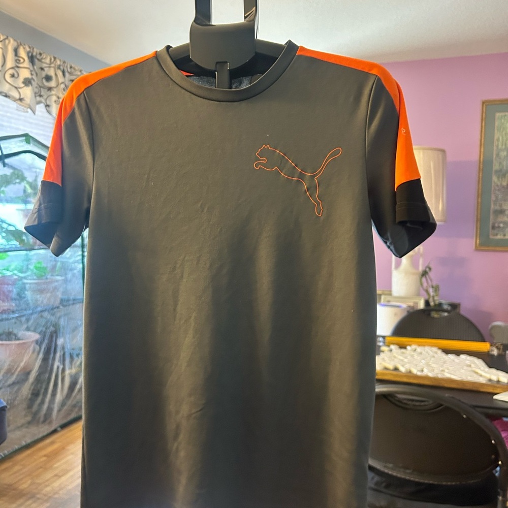 Puma boys Black Tee with Orange Highlights